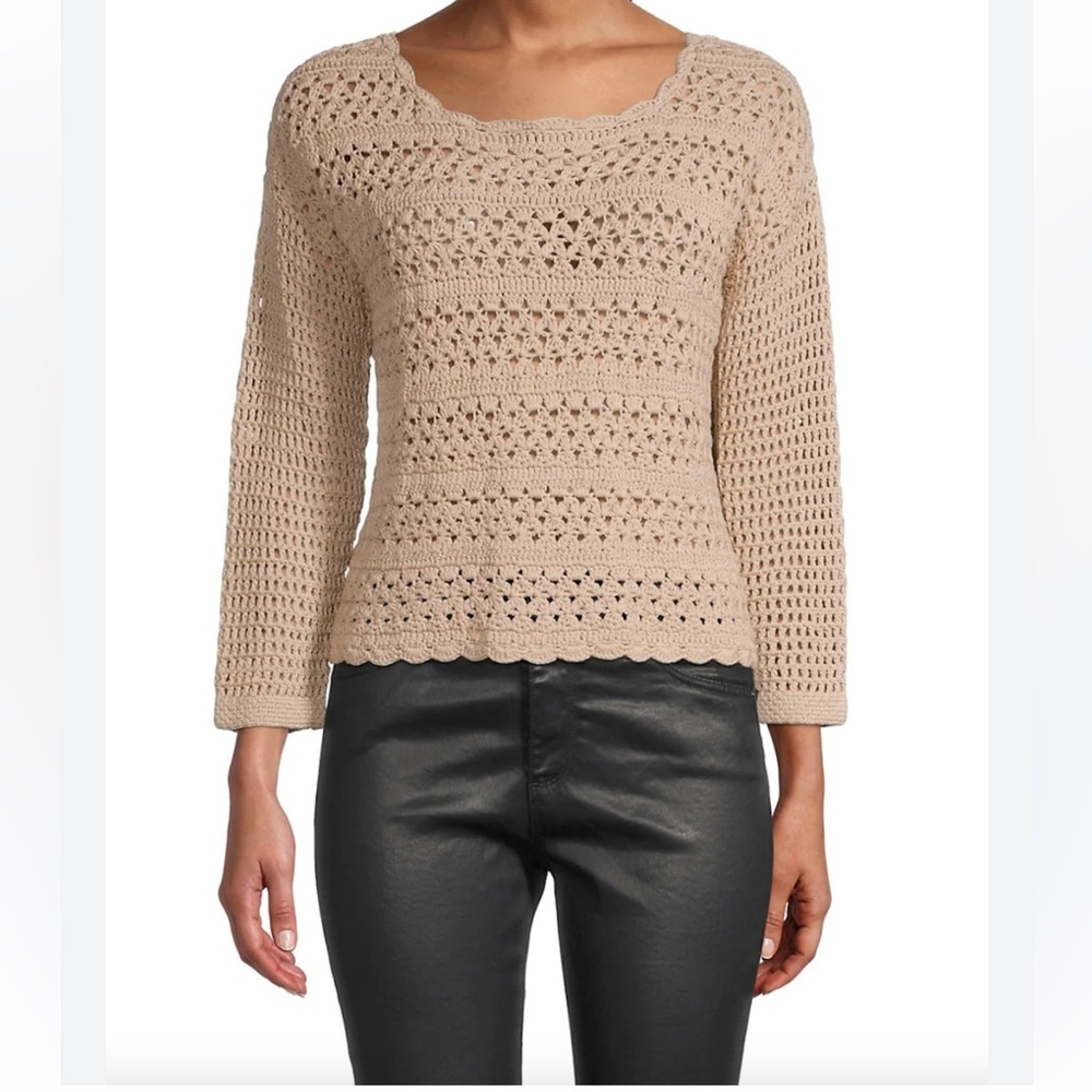 White + Warren Crochet Sweater